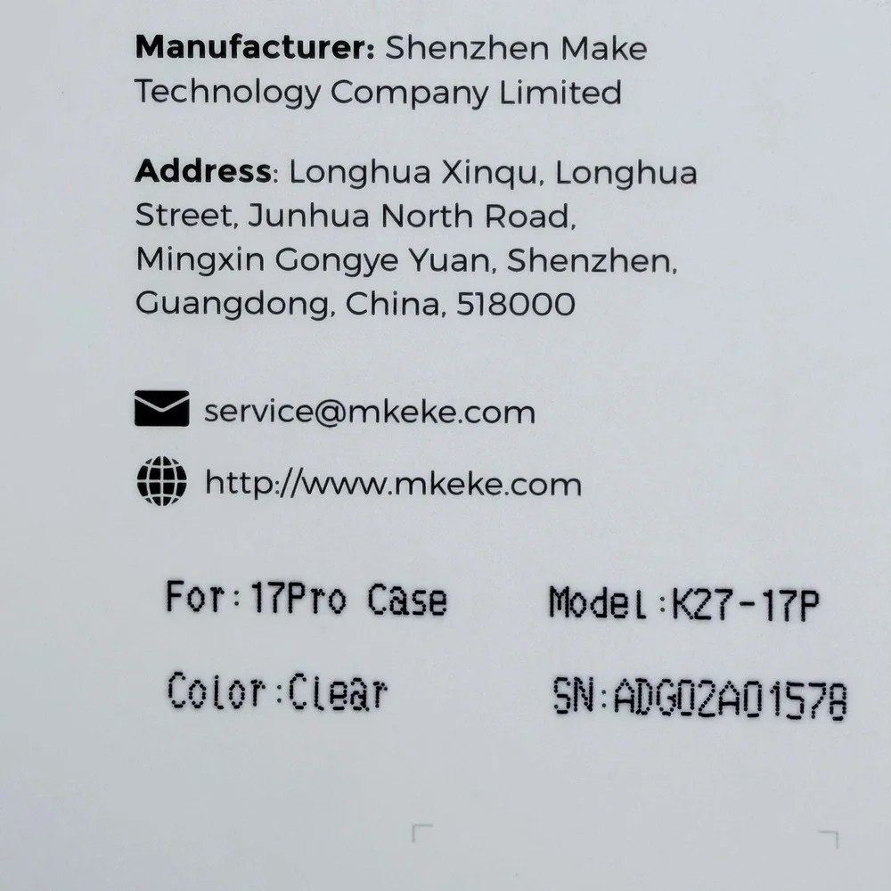 Mkeke iPhone 17 Pro Case Clear Shockproof Slim Protective Cover K27-17P
